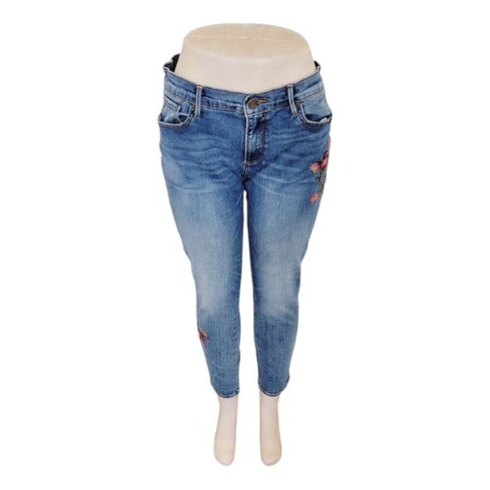 Driftwood Women's Blue Beau Classic Fit Embroid Stretch Denim Skinny Jeans 29